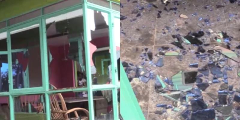 A collage of the aftermath of a raid on Majimbo Kalasinga's business.